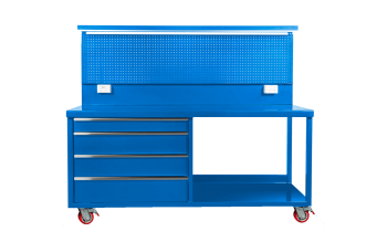Workbench Warehouse - Lightblue main Four Drawers Stainless Steel Top